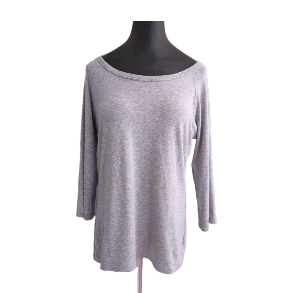Willi Smith Womens XL Soft Gray 3/4 Sleeve BaseLayer Casual T-shirt Normal Core